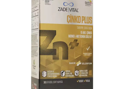 Zade Vital Çinko Plus 15 mg 30 Kapsül